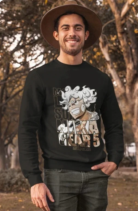 ๐ฅ Luffy Gear 5 Sweatshirt โ Black ๐ค